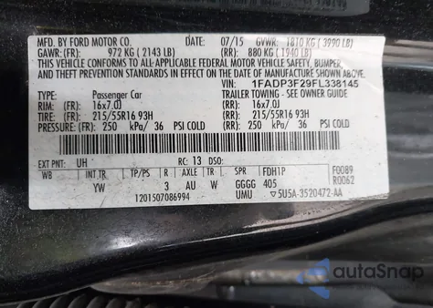 2015 Ford Focus Se from USA, damaged, VIN 1FADP3F29FL338145